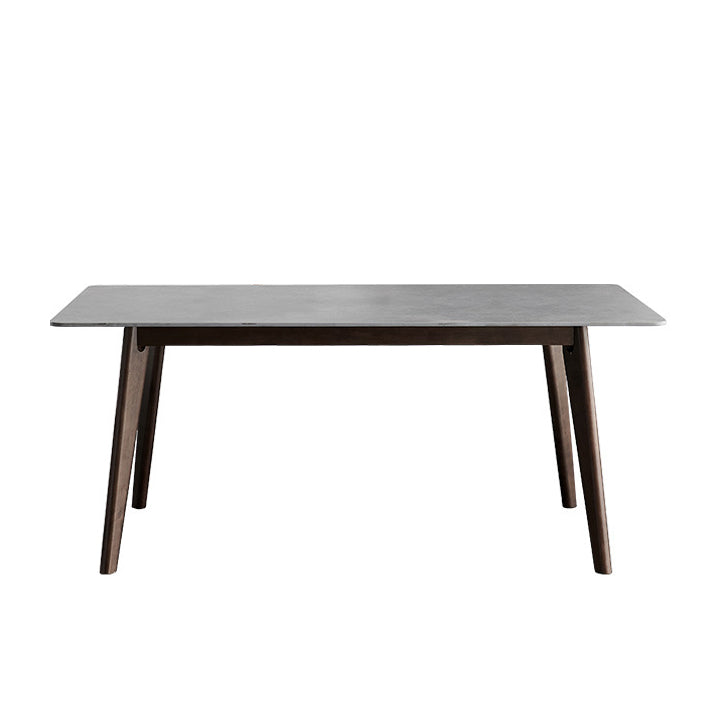 Stone Top Dining Table Mid-Century Modern Dining Table with 4 Oak Wood Legs