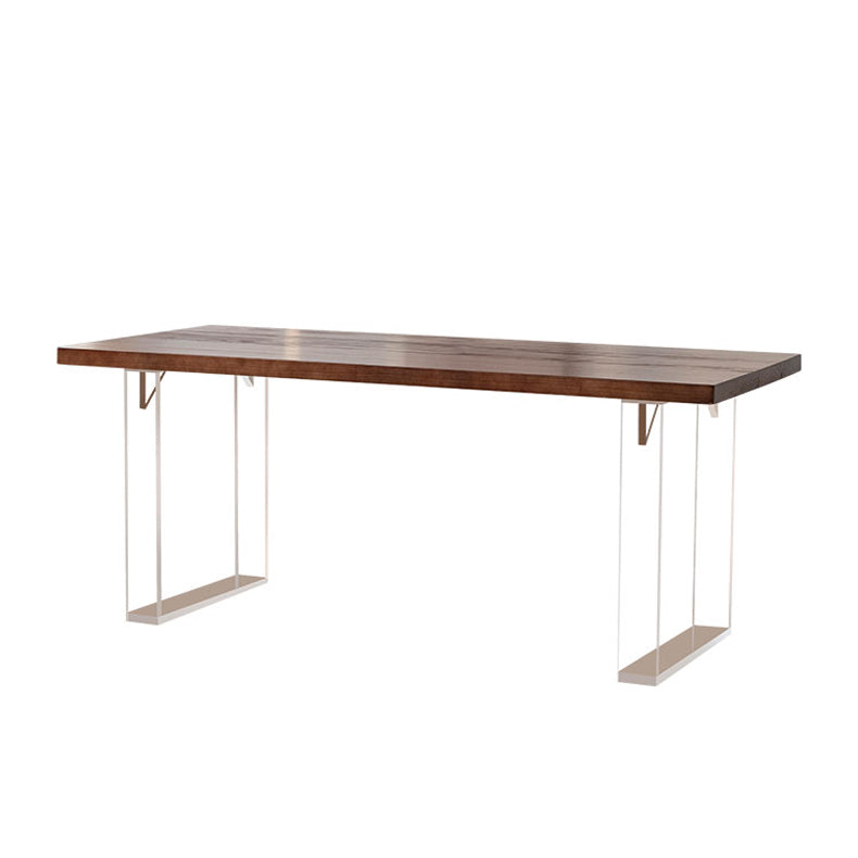 Rectangle Contemporary Standard Height Table Solid Wood Double Pedestal Dining Table