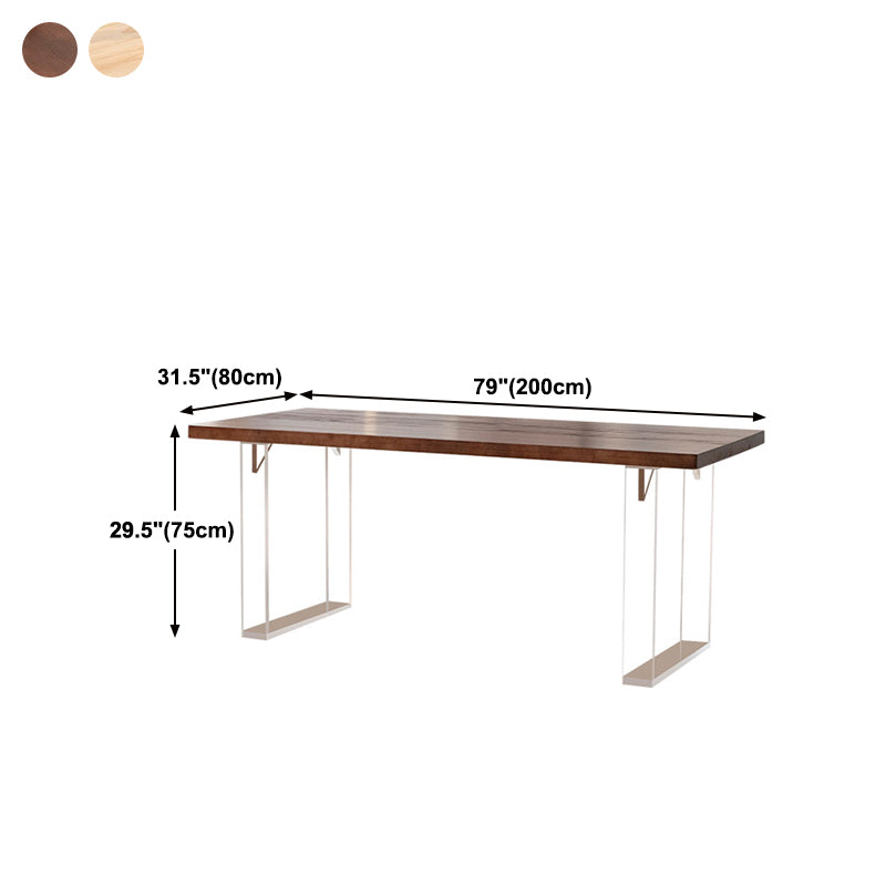 Rectangle Contemporary Standard Height Table Solid Wood Double Pedestal Dining Table