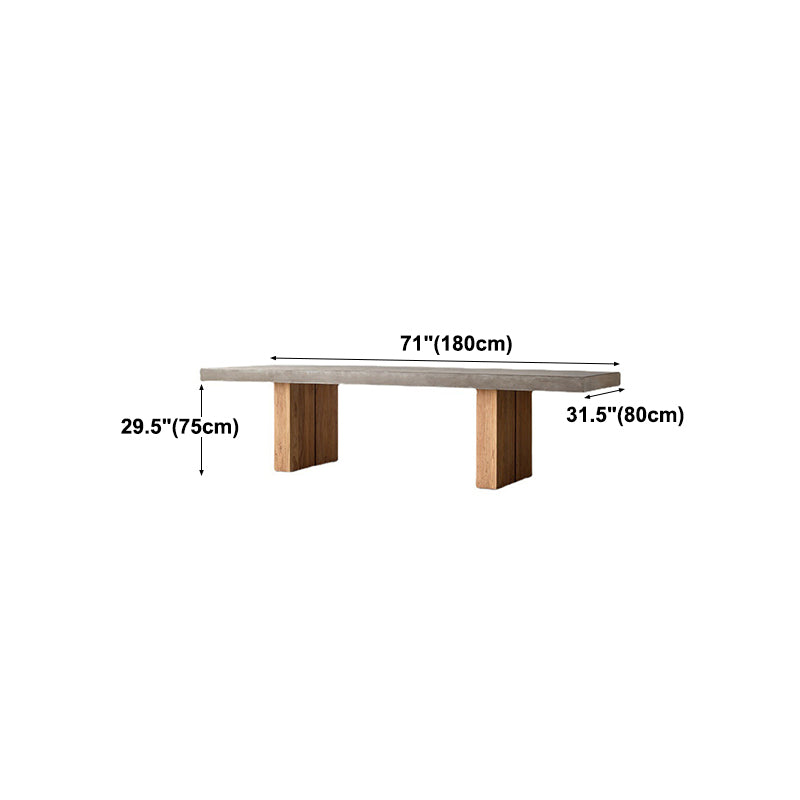 Modern Rectangle Dining table Solid Wood Double Pedestal Table in Grey