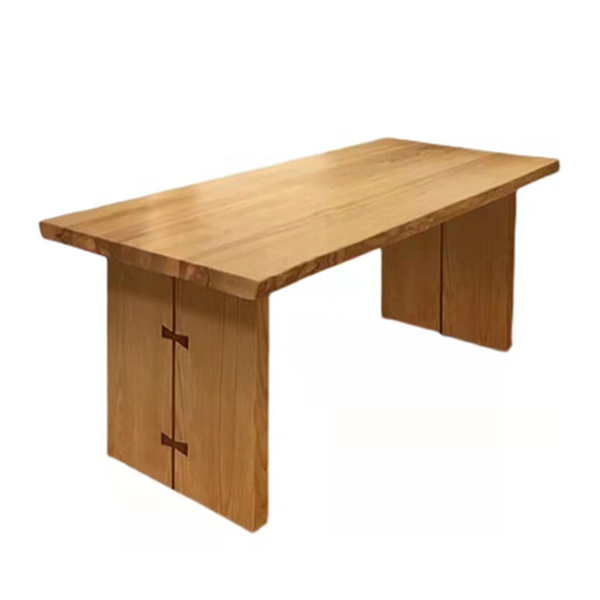 Modern Ash Wood Table for Restaurant Rectangle Kitchen Table with Double Pedestal
