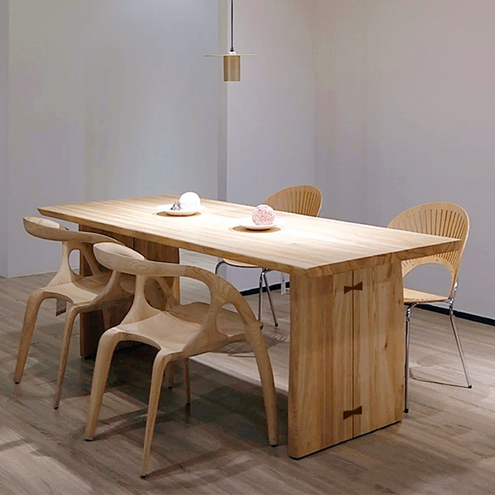 Modern Ash Wood Table for Restaurant Rectangle Kitchen Table with Double Pedestal