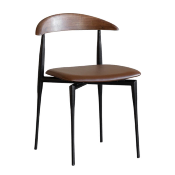 Faux Leather Stackable Side Chair Contemporary Open Back Dining Chair