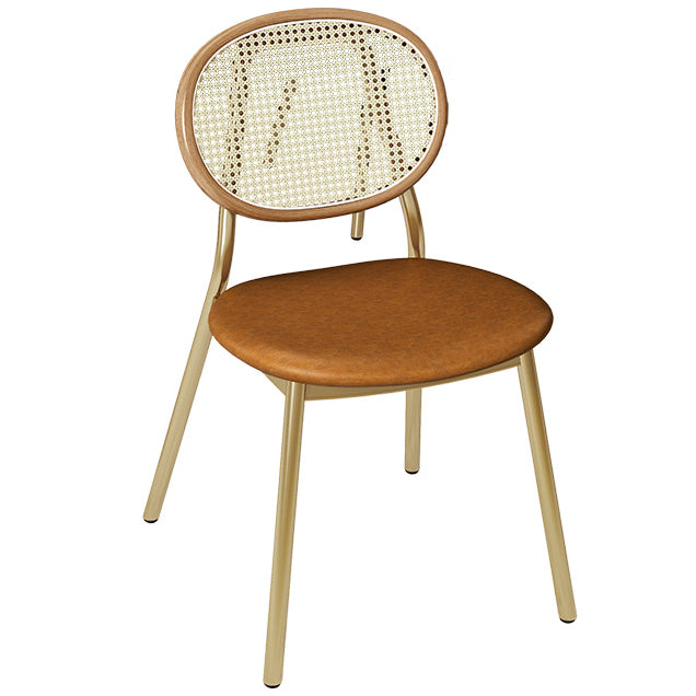 Glam Style Dining Chair Upholstered Cane Back Chair for Dining Room