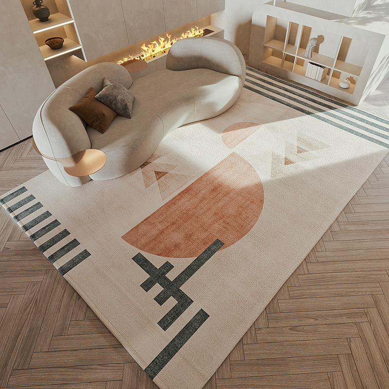 Pink Nordic Rug Polyester Color Piece Rug Non-Slip Backing Rug for Living Room