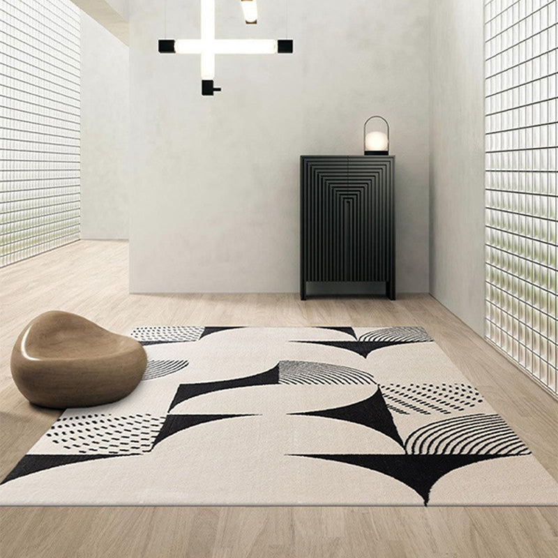 Black Modern Rug Polyester Abstract Color Piece Rug Washable Rug for Living Room