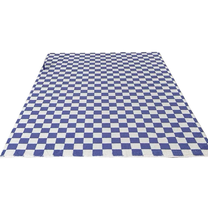Green Chessboard Print Rug Polyester Simple Rug Washabe Rug for Living Room
