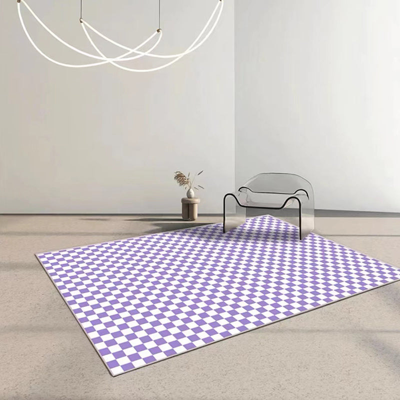 Green Chessboard Print Rug Polyester Simple Rug Washabe Rug for Living Room