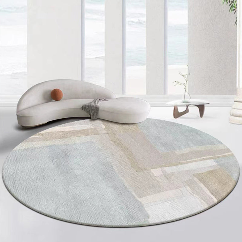 Gray Modern Rug Polyester Graphic Indoor Rug Non-Slip Backing Rug for Home Decor