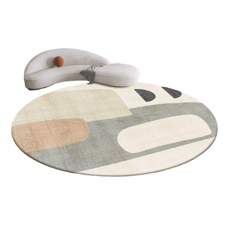 Gray Modern Rug Polyester Graphic Indoor Rug Non-Slip Backing Rug for Home Decor