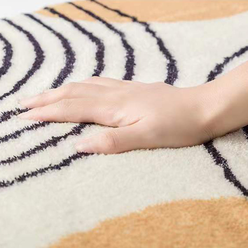 Gray Modern Rug Polyester Graphic Indoor Rug Non-Slip Backing Rug for Home Decor