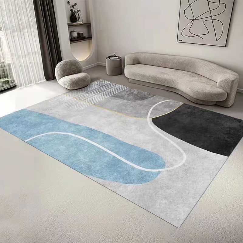 Gray Modern Rug Polyester Geometric Patterns Rug Washable Rug for Home Decor