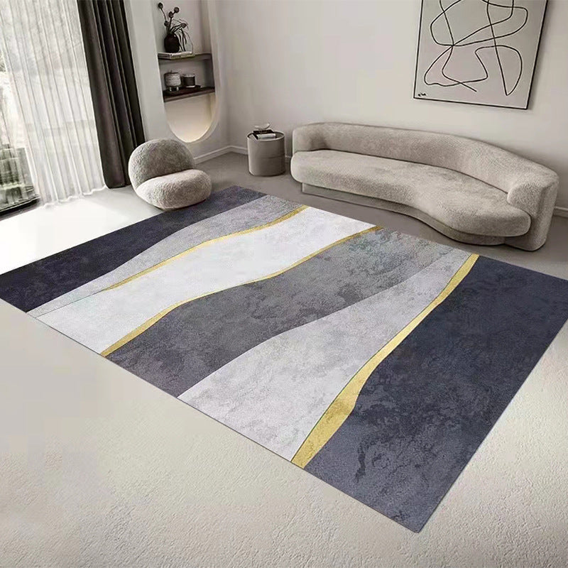 Gray Modern Rug Polyester Geometric Patterns Rug Washable Rug for Home Decor