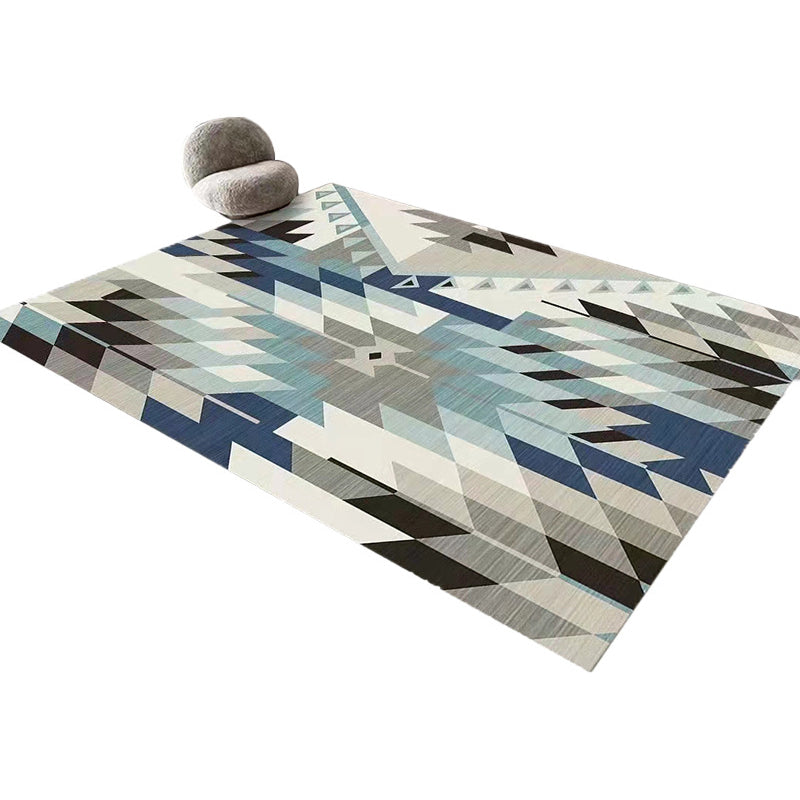 Gray Modern Rug Polyester Geometric Patterns Rug Washable Rug for Home Decor