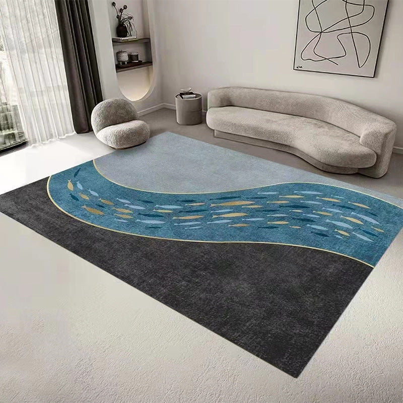 Gray Modern Rug Polyester Geometric Patterns Rug Washable Rug for Home Decor