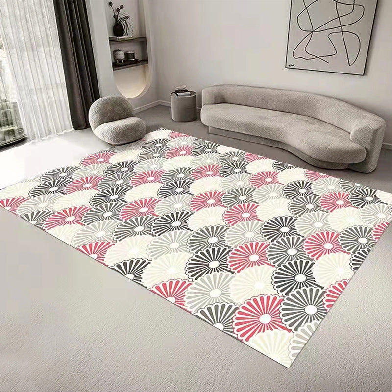 Gray Modern Rug Polyester Geometric Patterns Rug Washable Rug for Home Decor