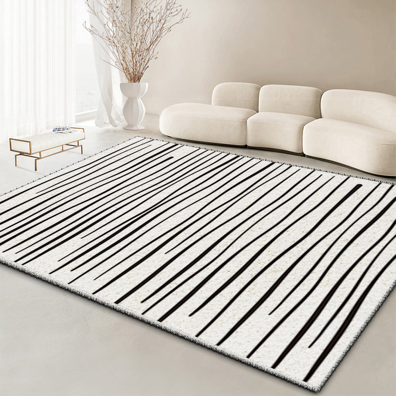 Brown Casual Rug Polyester Abstract Line Rug Non-Slip Backing Rug for Drawing Room