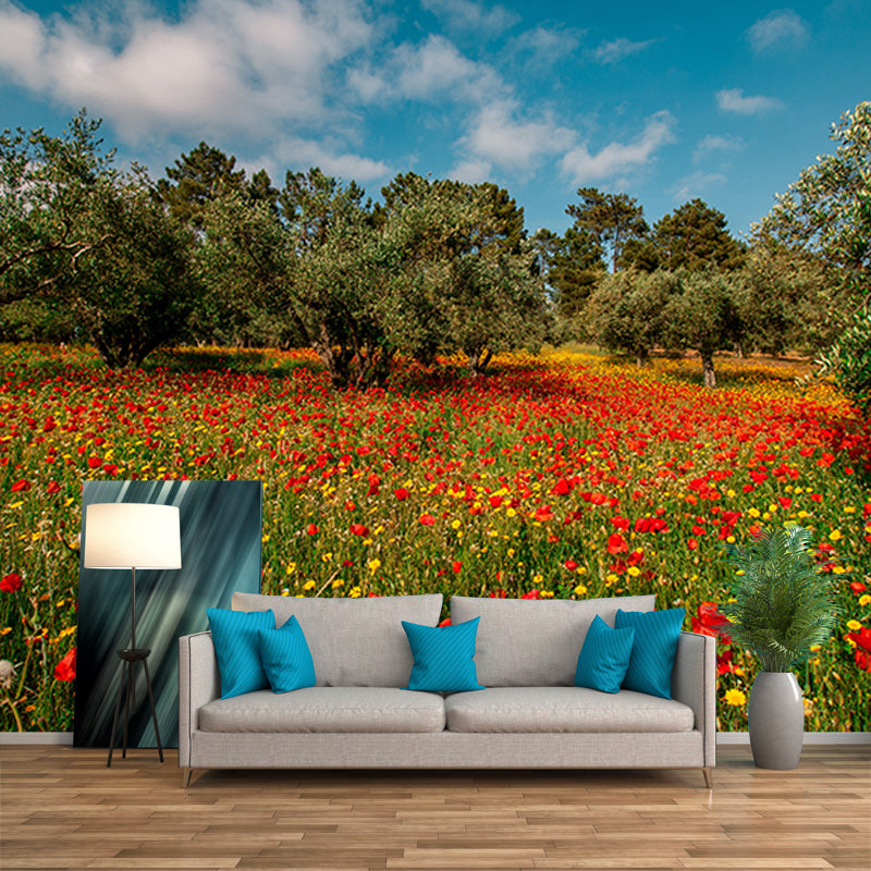 Modern Style Photography Wall Mural Wallpaper Flower Field Bedroom Wall Mural