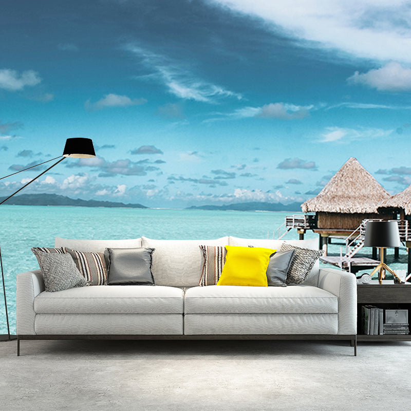Environment Friendly Resistant Mural Wallpaper Recreational Beach Living Room Wall Mural