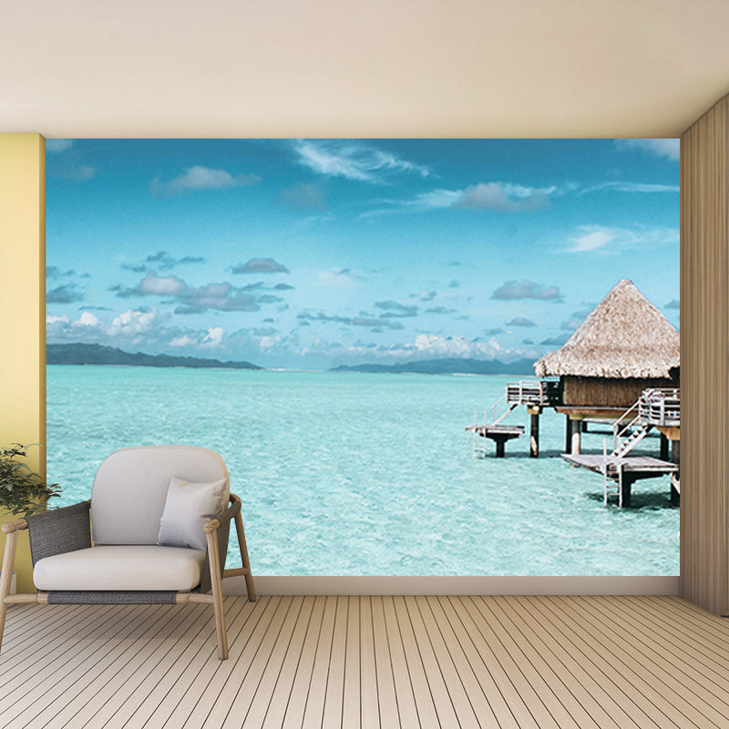 Environment Friendly Resistant Mural Wallpaper Recreational Beach Living Room Wall Mural