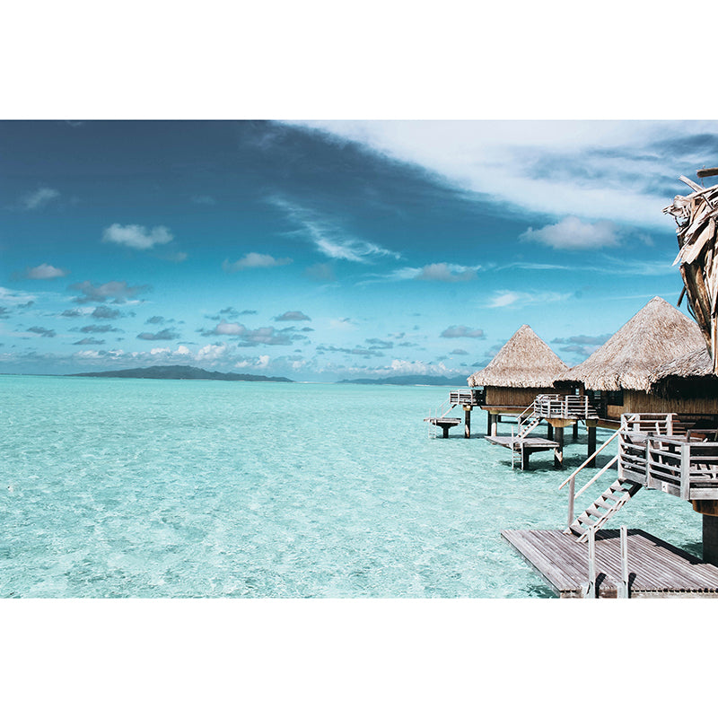 Environment Friendly Resistant Mural Wallpaper Recreational Beach Living Room Wall Mural
