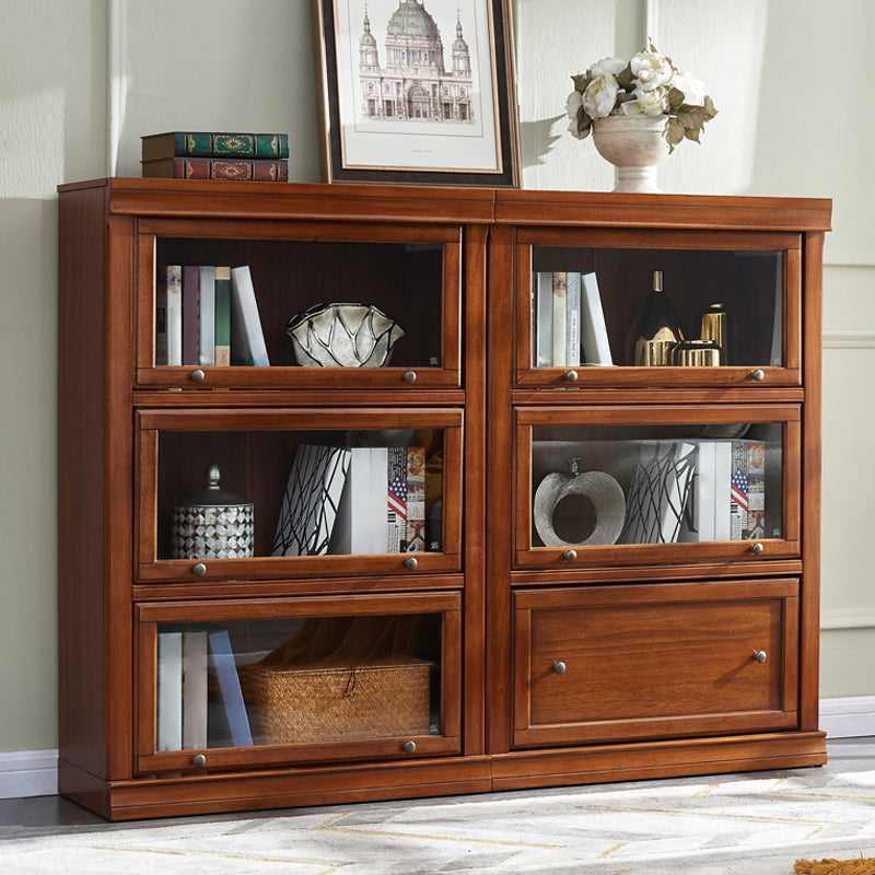 Espresso Shelf Bookcase With Doors Closed Back Shelf for Office