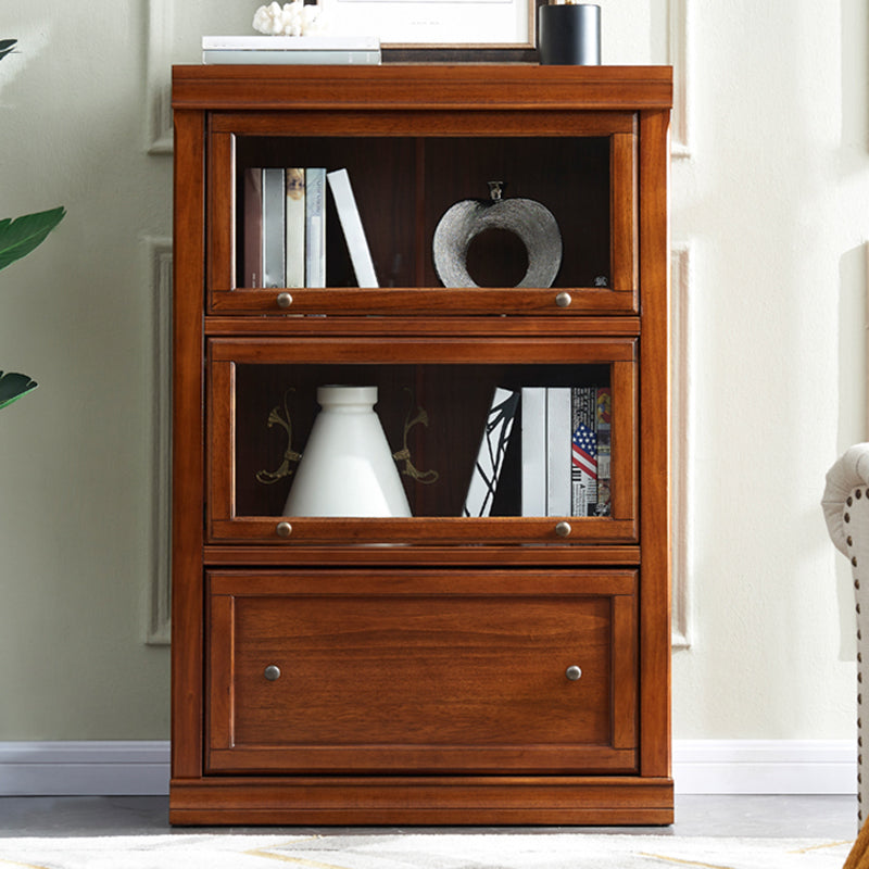 Espresso Shelf Bookcase With Doors Closed Back Shelf for Office