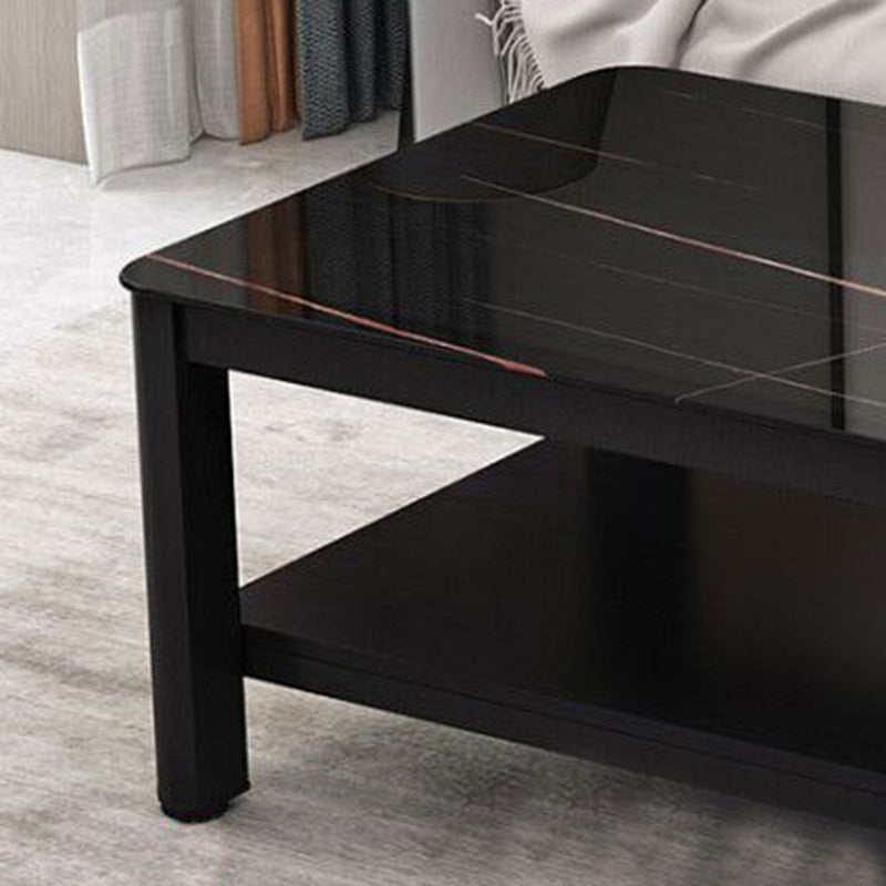 Contemporary Glossy Accent Table Rectangular Coffee Table with Shelf