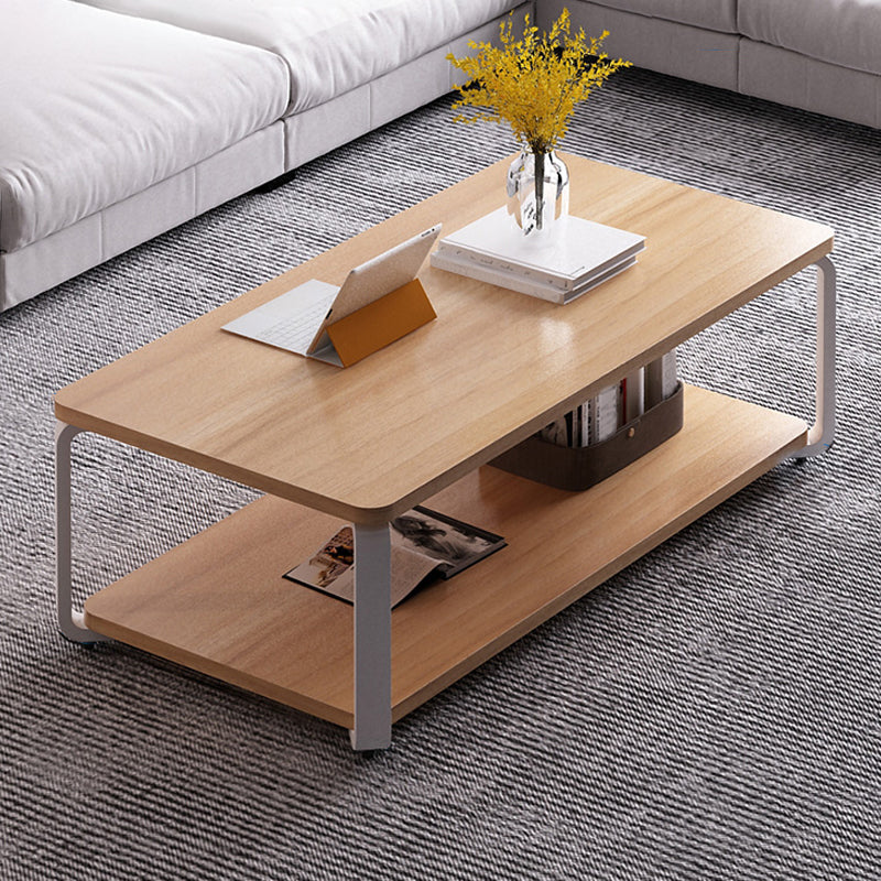 Nordic Rectangular Accent Table 18"H Coffee Table in White/Natural Finish
