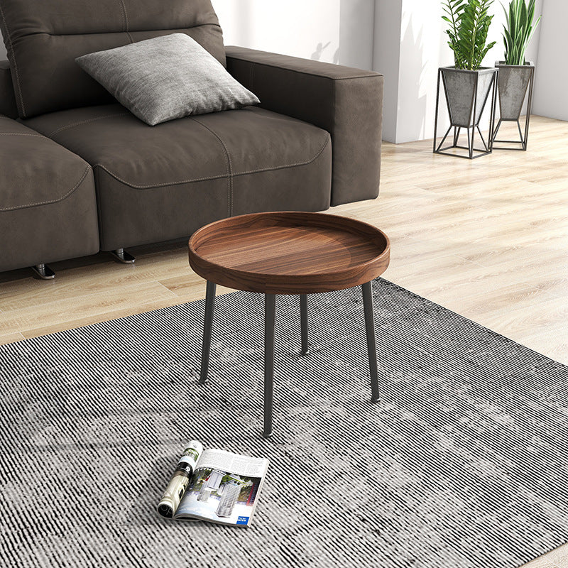 Round Brown/Black Wood Coffee Table 3 Legs Base 2 Nestling Cocktail Table