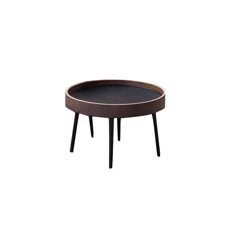 Round Brown/Black Wood Coffee Table 3 Legs Base 2 Nestling Cocktail Table