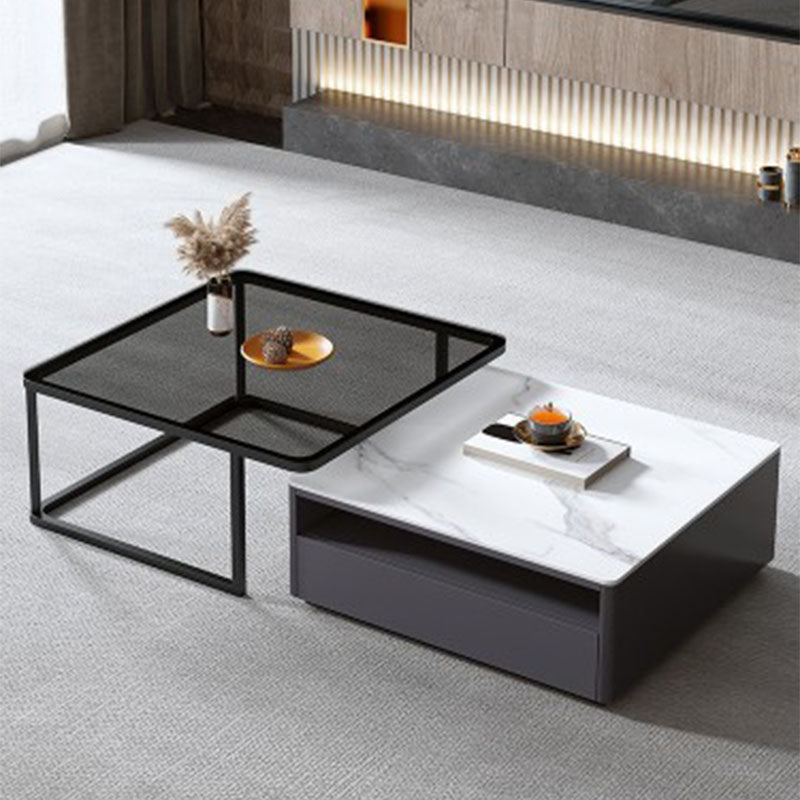 Square Marble Coffee Table Coffee 2 Nesting Coffee Table Set Modern Cocktail Table