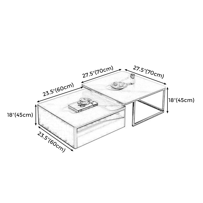 Square Marble Coffee Table Coffee 2 Nesting Coffee Table Set Modern Cocktail Table
