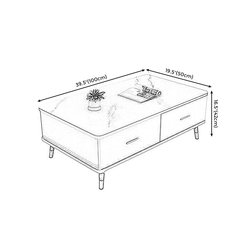 Modern Style Rectangular Design Toughened Glass Top Coffee Table