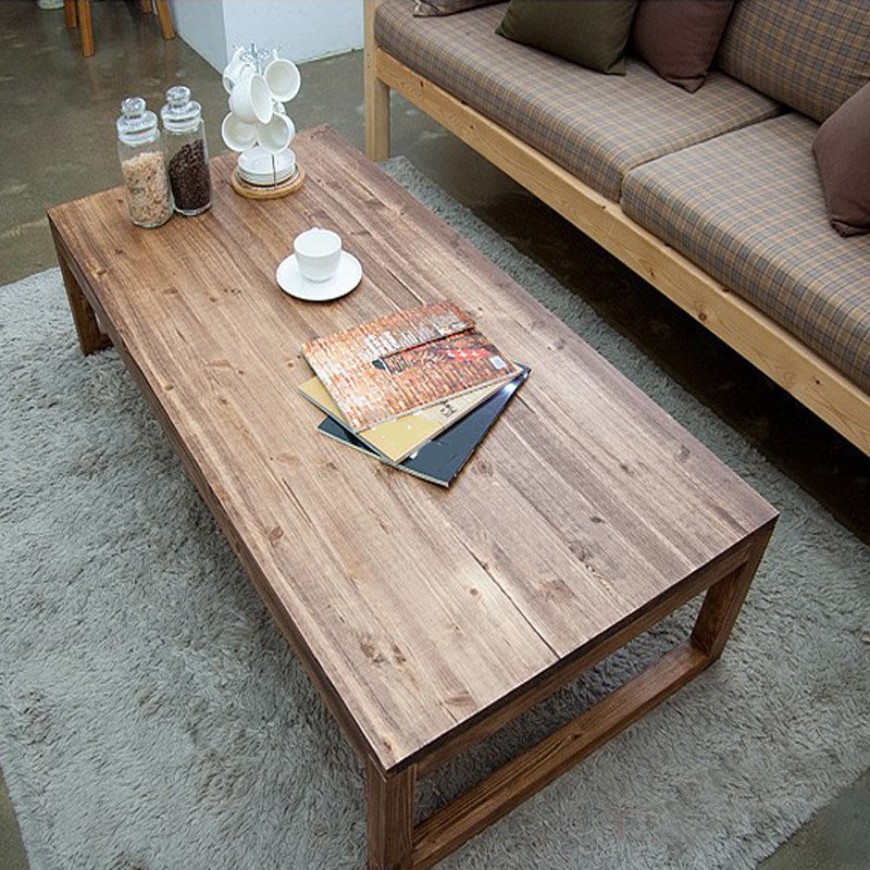 Sled Single Coffee Table Solid Wood Modern Rectangular Cocktail Table