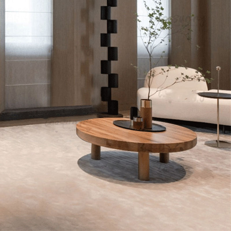 Traditional Wood Cocktail Table 3 Legs Coffee Table for Dining Room