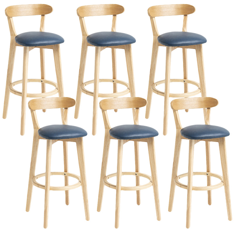 Scandinavian Rubberwood Home Stool Matte Finish Upholstered Bar Stools