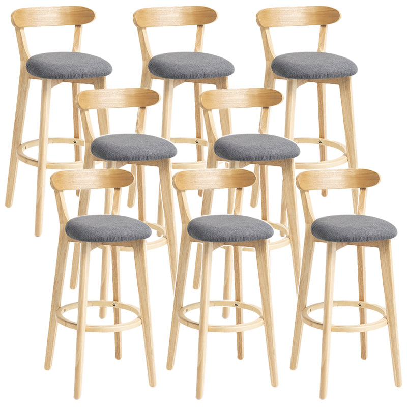 Scandinavian Rubberwood Home Stool Matte Finish Upholstered Bar Stools