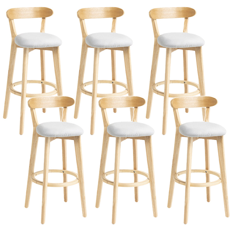 Scandinavian Rubberwood Home Stool Matte Finish Upholstered Bar Stools