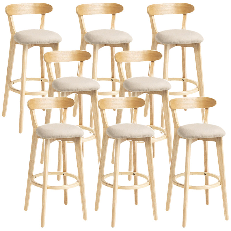 Scandinavian Rubberwood Home Stool Matte Finish Upholstered Bar Stools