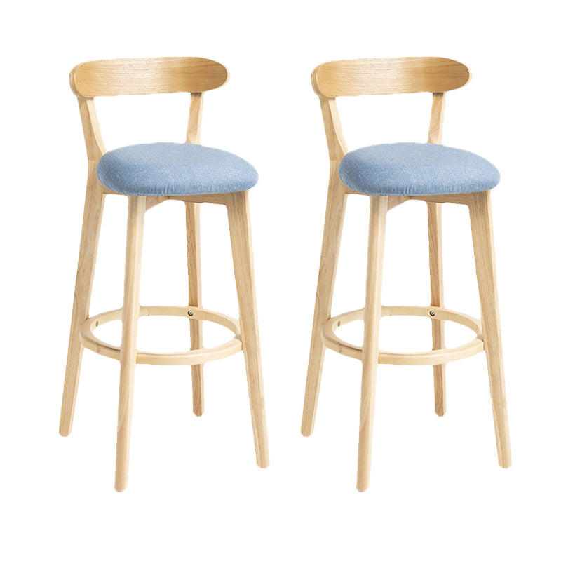 Scandinavian Rubberwood Home Stool Matte Finish Upholstered Bar Stools