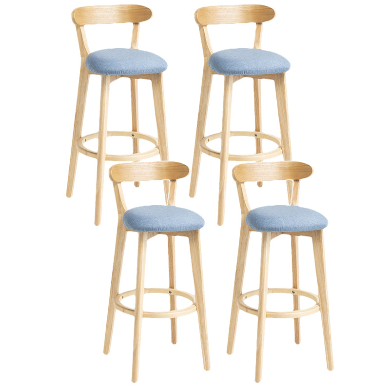 Scandinavian Rubberwood Home Stool Matte Finish Upholstered Bar Stools