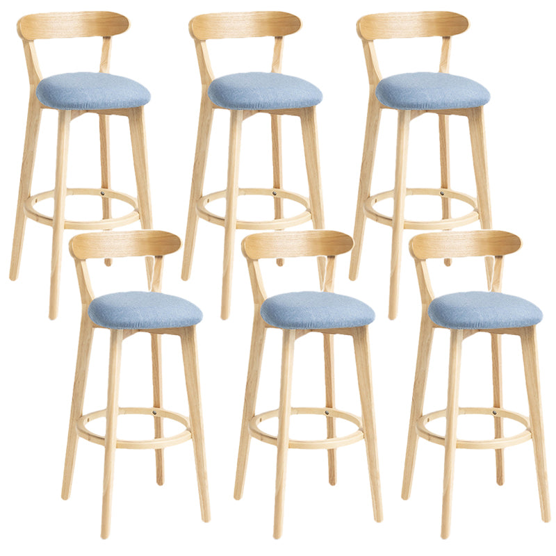 Scandinavian Rubberwood Home Stool Matte Finish Upholstered Bar Stools
