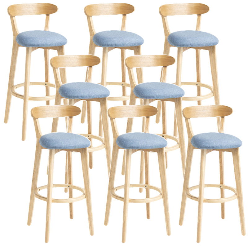 Scandinavian Rubberwood Home Stool Matte Finish Upholstered Bar Stools