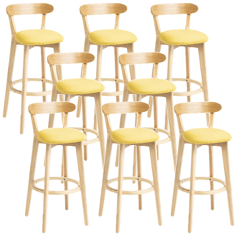 Scandinavian Rubberwood Home Stool Matte Finish Upholstered Bar Stools