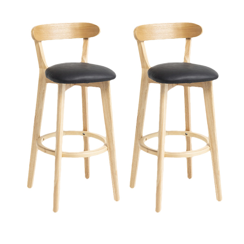 Scandinavian Rubberwood Home Stool Matte Finish Upholstered Bar Stools