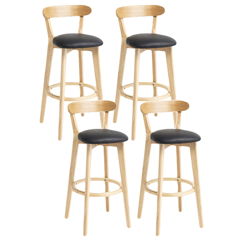 Scandinavian Rubberwood Home Stool Matte Finish Upholstered Bar Stools