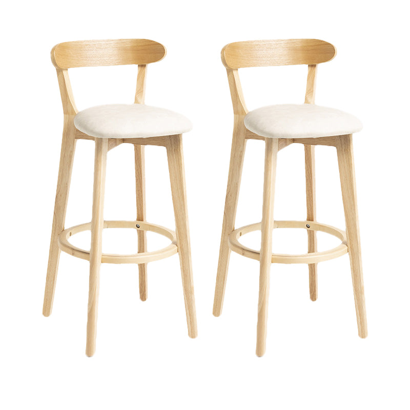 Scandinavian Rubberwood Home Stool Matte Finish Upholstered Bar Stools
