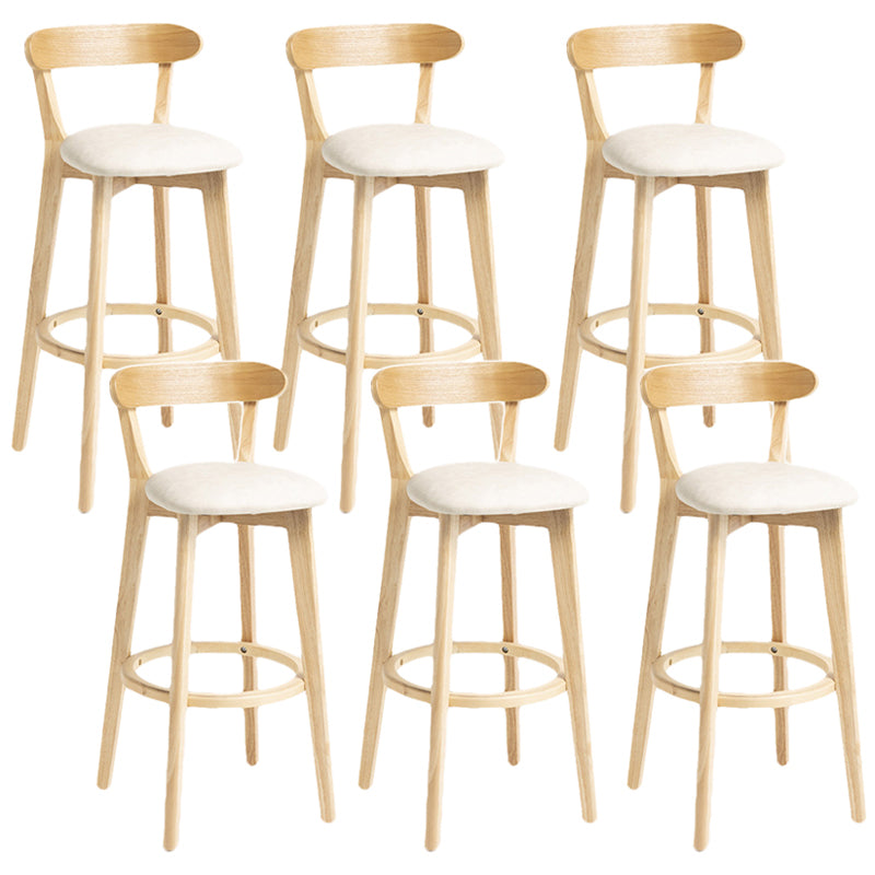 Scandinavian Rubberwood Home Stool Matte Finish Upholstered Bar Stools