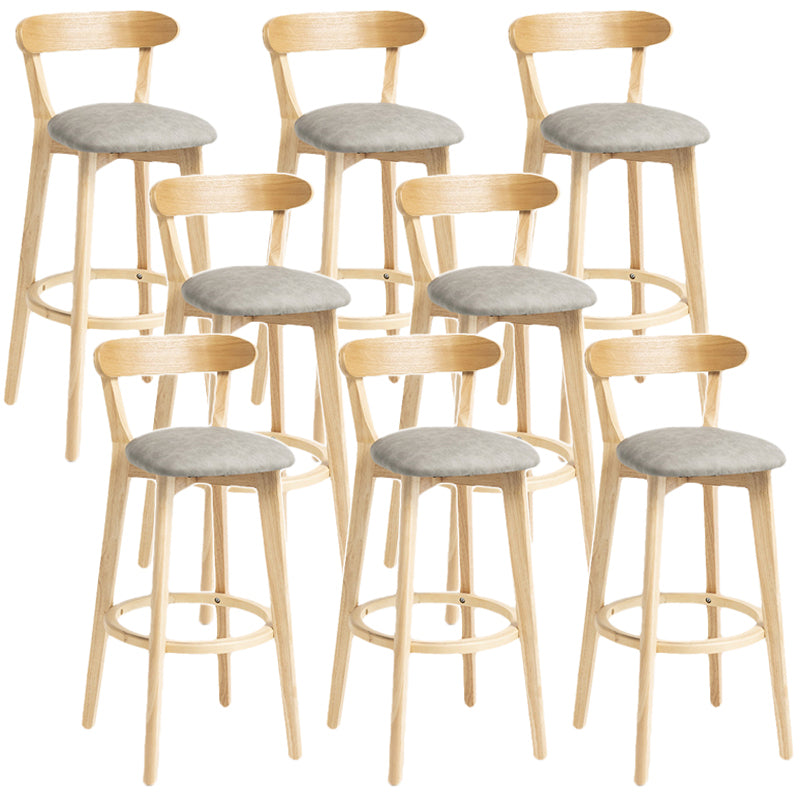 Scandinavian Rubberwood Home Stool Matte Finish Upholstered Bar Stools